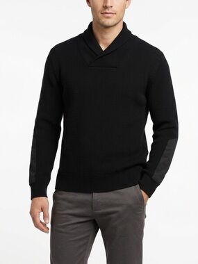 Aether Gamma Shawl Collar Pullover Sweater Cotton Cashmere Black L